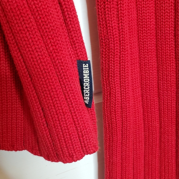 Abercrombie & Fitch RED Heavy Ribbed Knit Turtle Neck Sweater XL - Picture 8 of 10